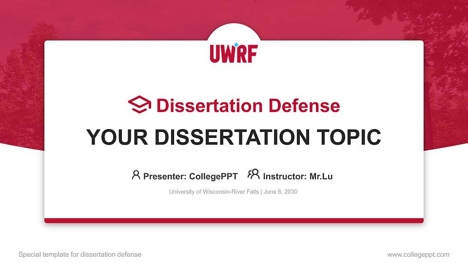 University of Wisconsin-River Falls Graduation Thesis Defense PPT Template16:9 ratio PPT effect preview image