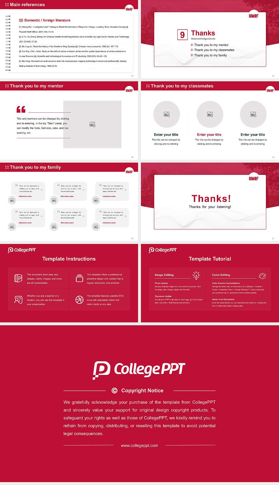 University of Wisconsin-River Falls Graduation Thesis Defense PPT Template16:9 ratio PPT effect preview image7