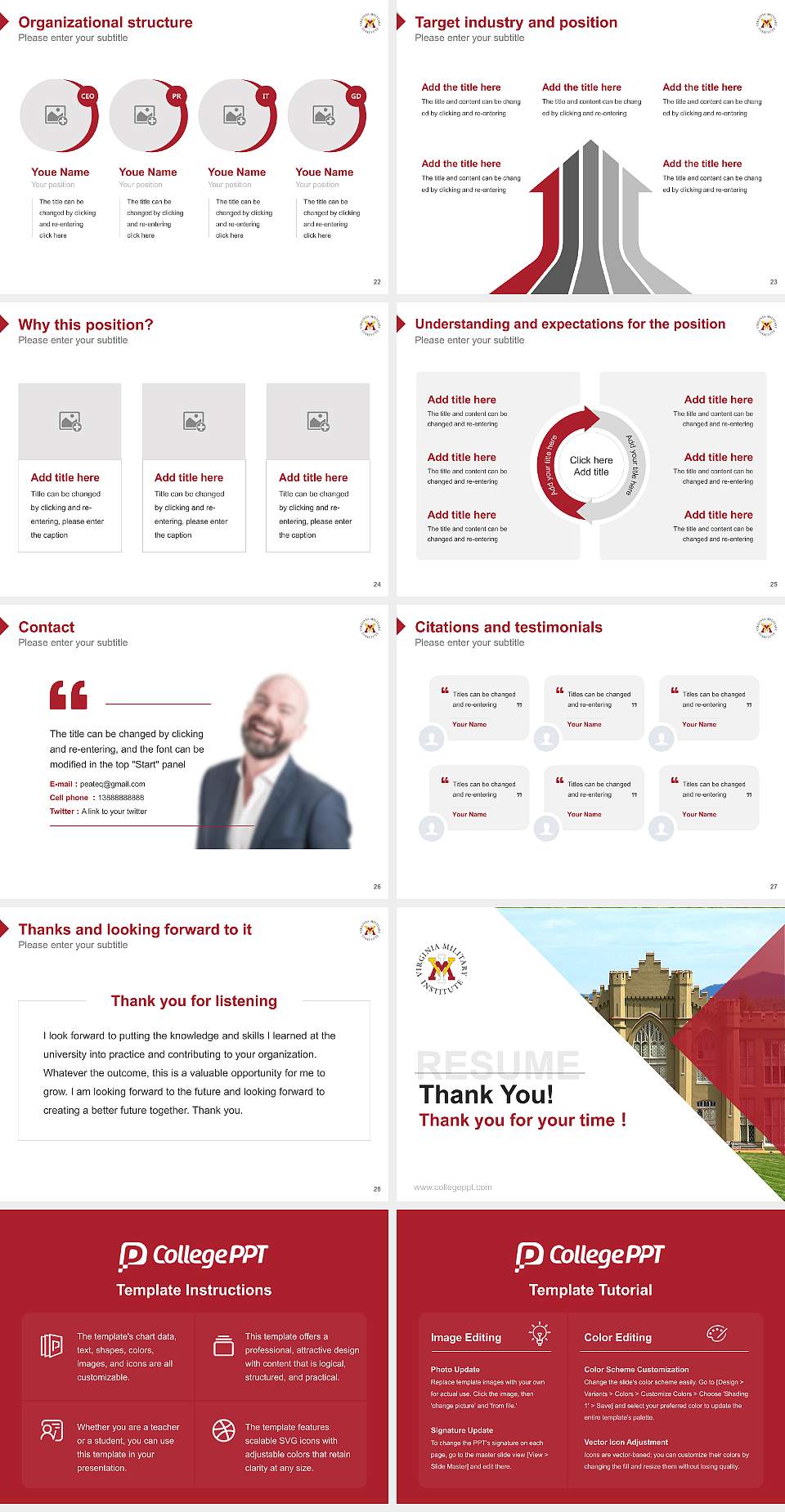 Virginia Military Institute Resume PPT Template4:3 ratio PPT effect preview image4