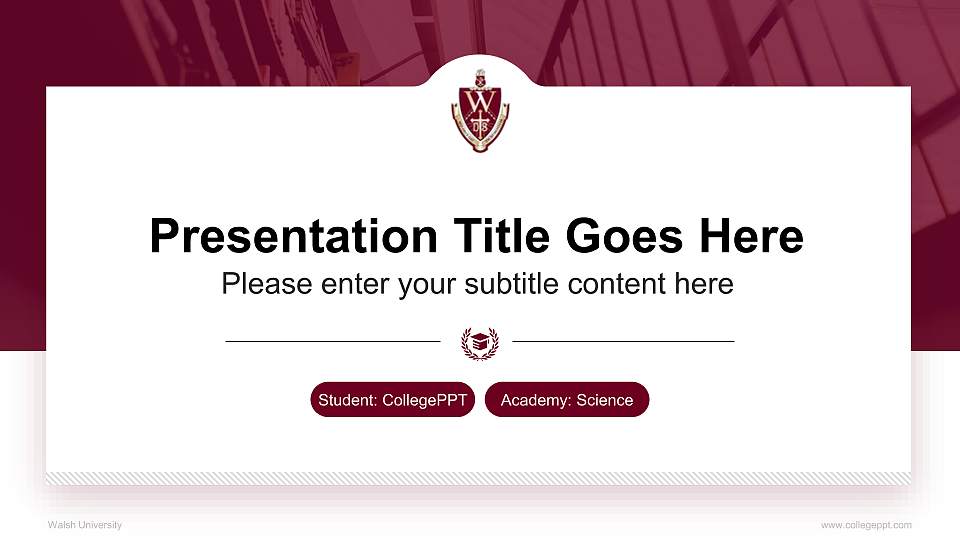 Walsh University National Scholarship Defense PPT Template16:9 ratio PPT effect preview image