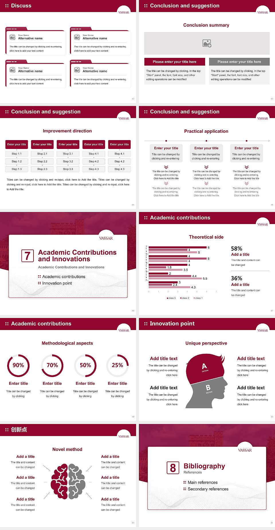 Vassar College Graduation Thesis Defense PPT Template4:3 ratio PPT effect preview image6