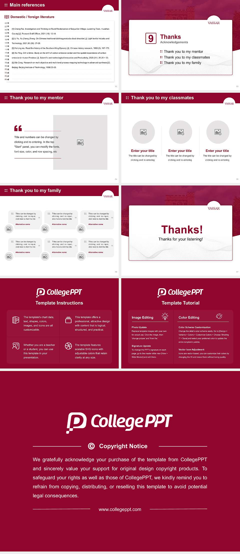 Vassar College Graduation Thesis Defense PPT Template4:3 ratio PPT effect preview image7