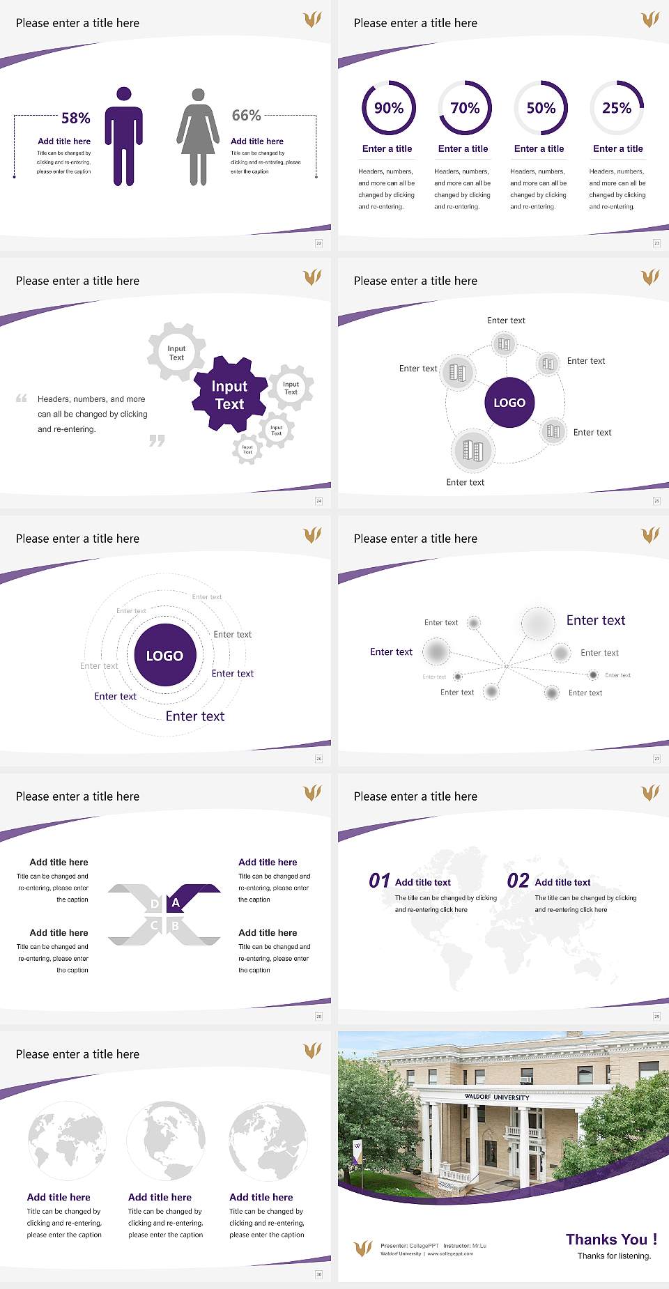 Waldorf University Course/Courseware Creation PPT Template4:3 ratio PPT effect preview image4