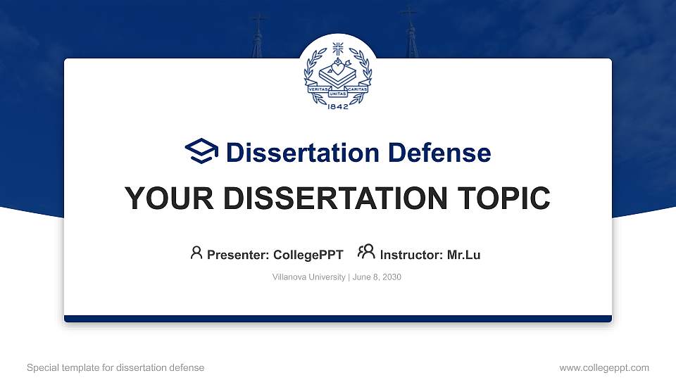Villanova University Graduation Thesis Defense PPT Template16:9 ratio PPT effect preview image