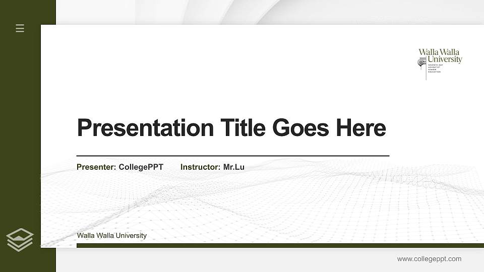 Walla Walla University Thesis Proposal/Graduation Defense PPT Template16:9 ratio PPT effect preview image