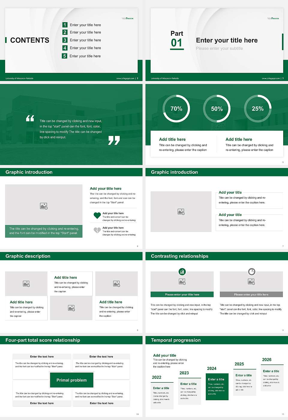 University of Wisconsin-Parkside Thesis Proposal/Graduation Defense PPT Template16:9 ratio PPT effect preview image2