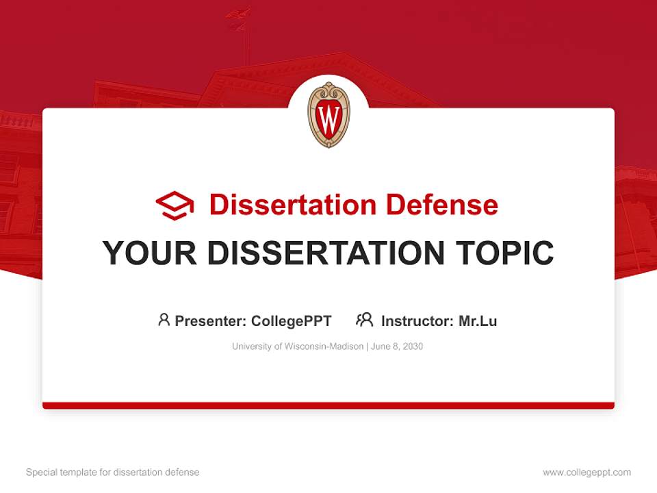 University of Wisconsin-Madison Graduation Thesis Defense PPT Template4:3 ratio PPT effect preview image7
