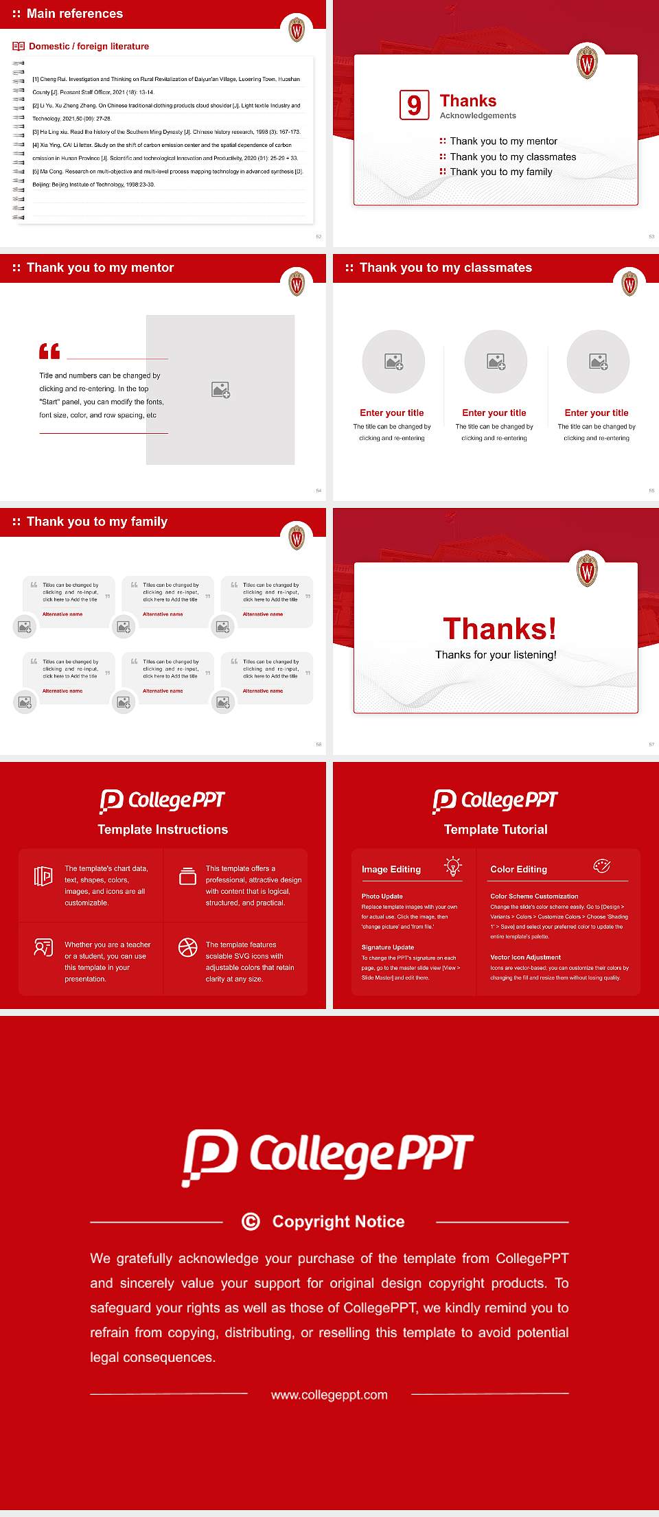 University of Wisconsin-Madison Graduation Thesis Defense PPT Template4:3 ratio PPT effect preview image7