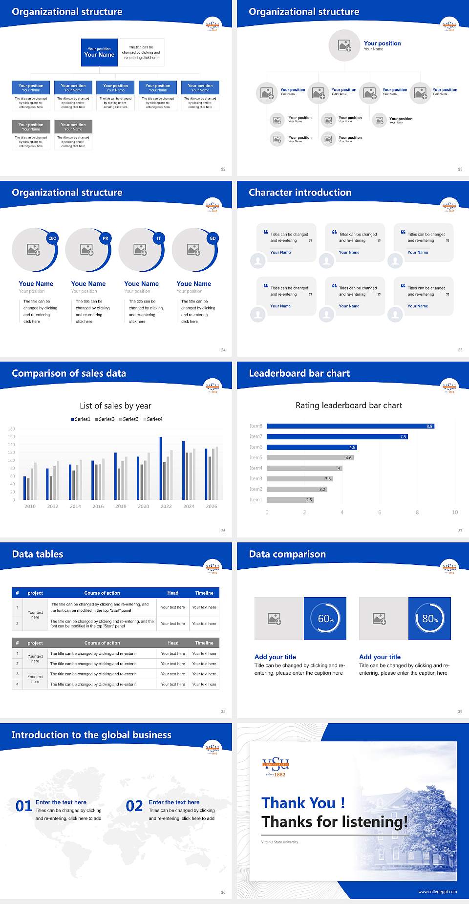 Virginia State University Academic Presentation/Research Findings Report PPT Template4:3 ratio PPT effect preview image4