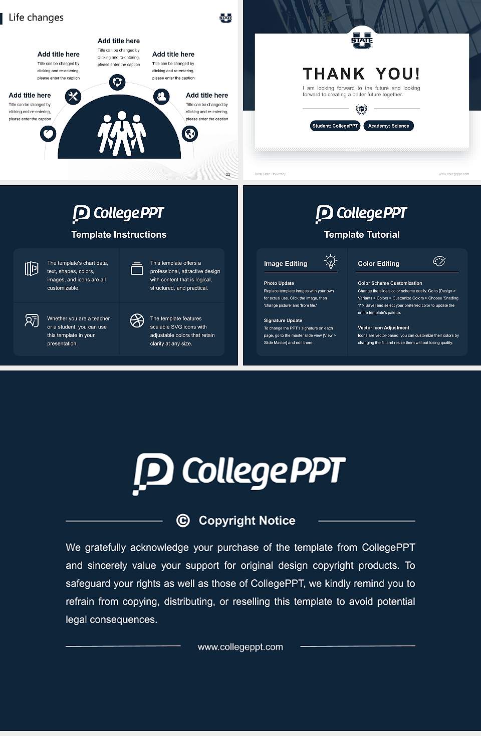 Utah State University National Scholarship Defense PPT Template4:3 ratio PPT effect preview image4
