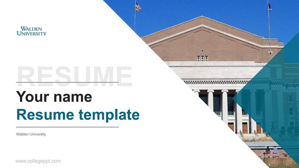 Walden University Resume PPT Template16:9 ratio PPT effect preview image