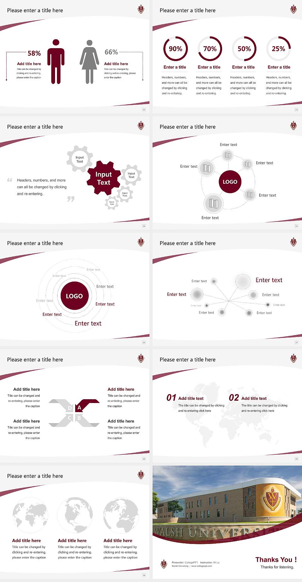 Walsh University Course/Courseware Creation PPT Template4:3 ratio PPT effect preview image4