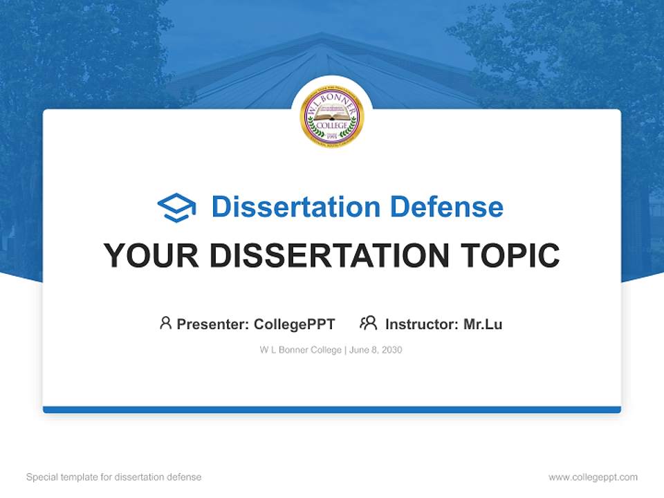 W L Bonner College Graduation Thesis Defense PPT Template4:3 ratio PPT effect preview image7