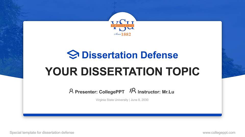 Virginia State University Graduation Thesis Defense PPT Template16:9 ratio PPT effect preview image