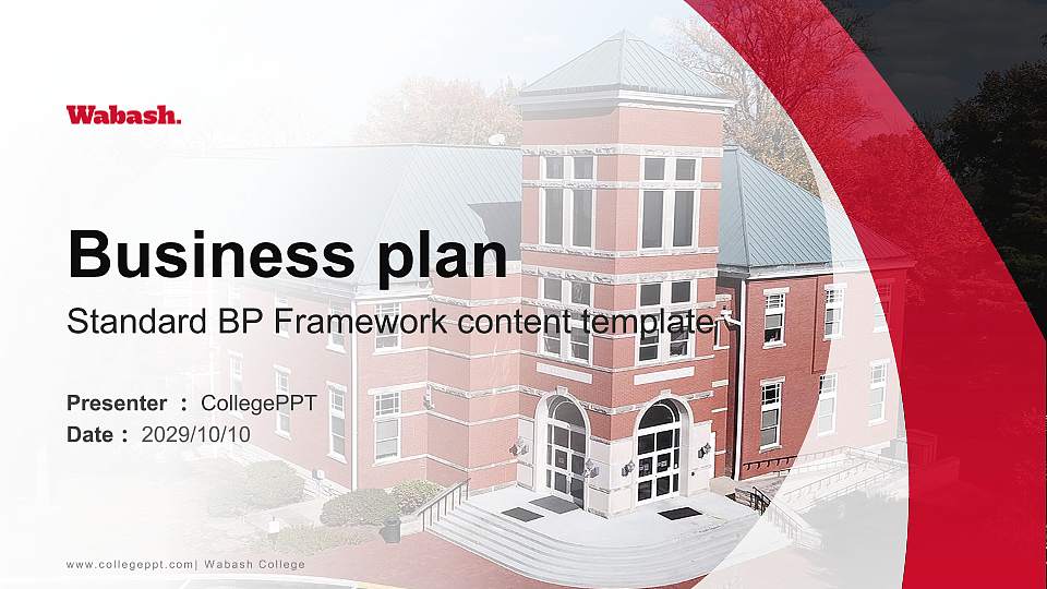 Wabash College Competition/Entrepreneurship Contest PPT Template16:9 ratio PPT effect preview image