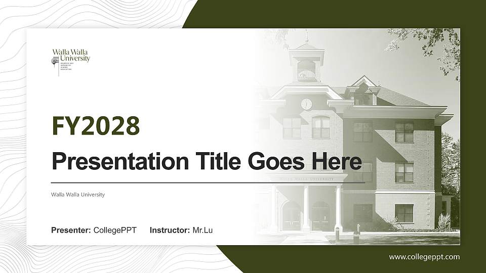 Walla Walla University Academic Presentation/Research Findings Report PPT Template16:9 ratio PPT effect preview image