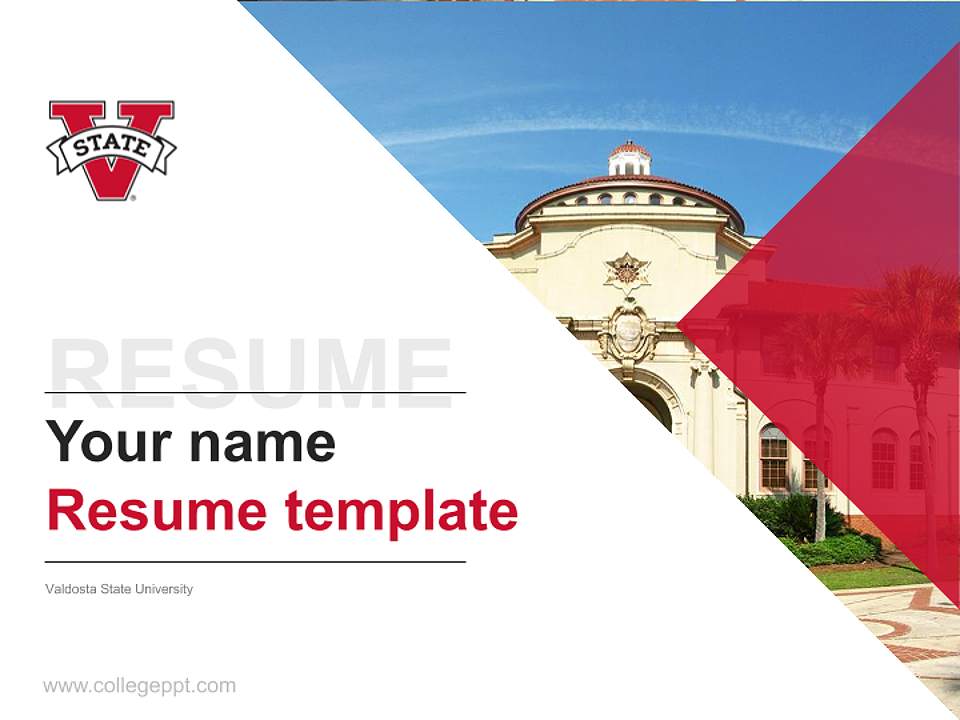 Valdosta State University Resume PPT Template4:3 ratio PPT effect preview image5