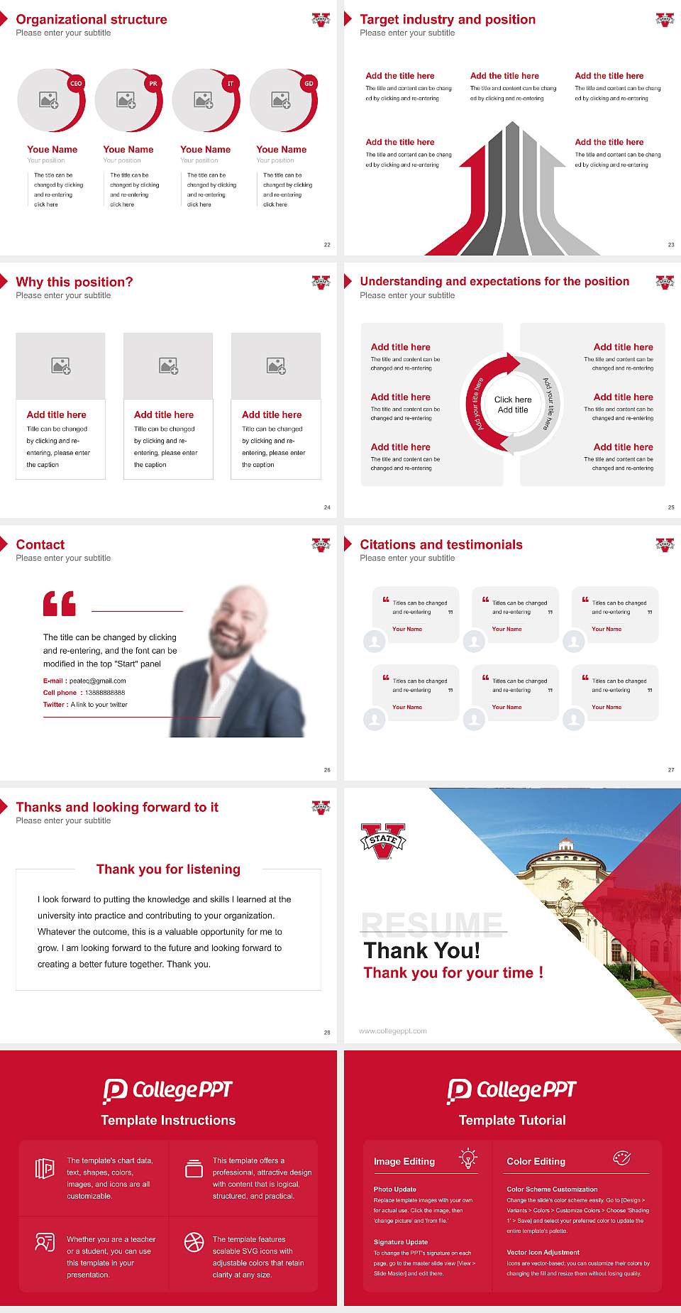Valdosta State University Resume PPT Template4:3 ratio PPT effect preview image4