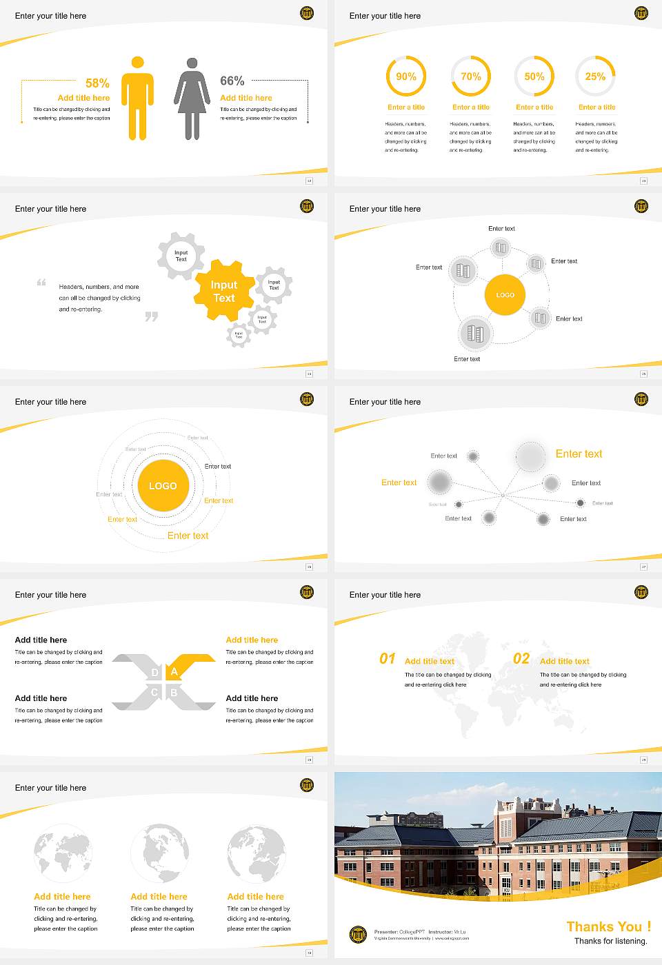 Virginia Commonwealth University Course/Courseware Creation PPT Template16:9 ratio PPT effect preview image4