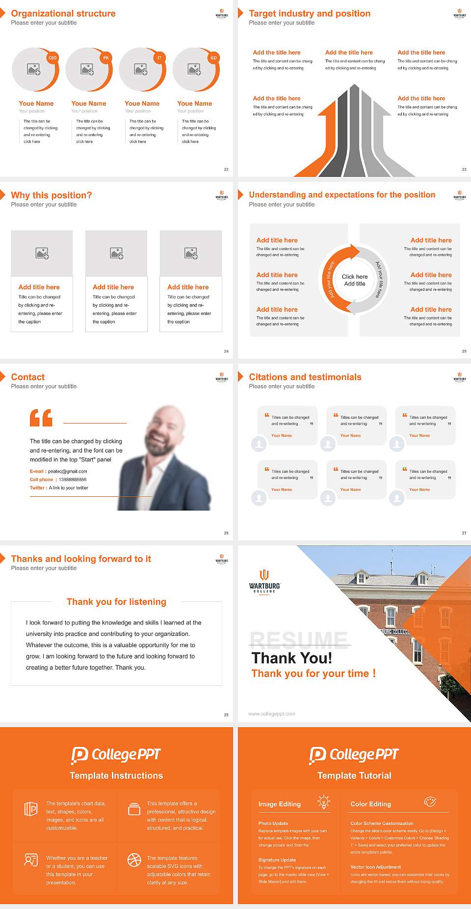 Wartburg College Resume PPT Template4:3 ratio PPT effect preview image4