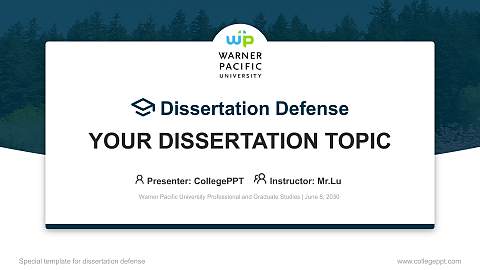 Warner Pacific University Professional and Graduate Studies Graduation Thesis Defense PPT Template