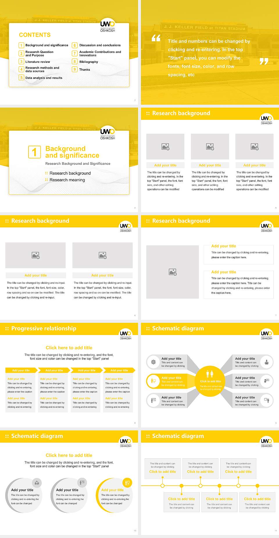 University of Wisconsin-Oshkosh Graduation Thesis Defense PPT Template4:3 ratio PPT effect preview image2