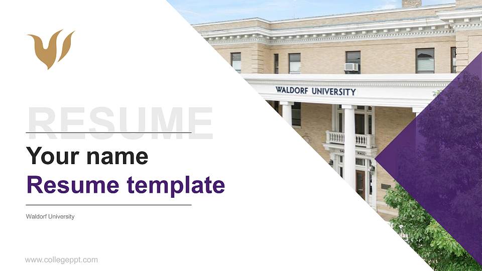 Waldorf University Resume PPT Template16:9 ratio PPT effect preview image