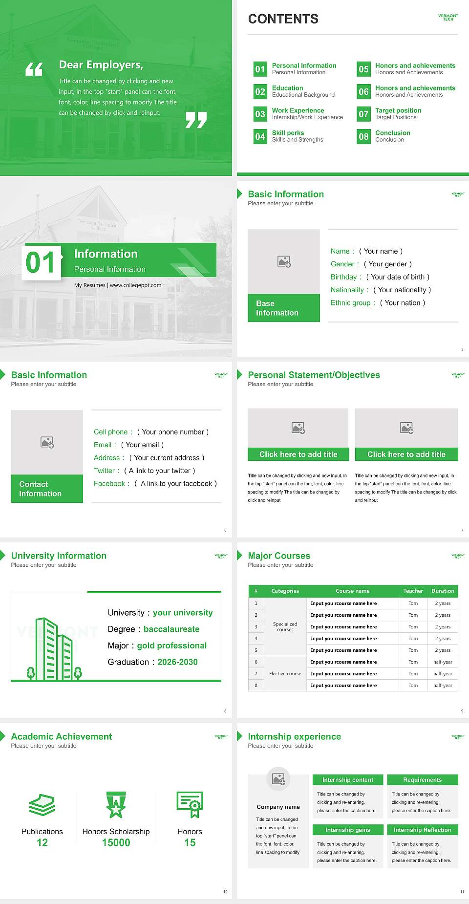 Vermont Technical College Resume PPT Template4:3 ratio PPT effect preview image2