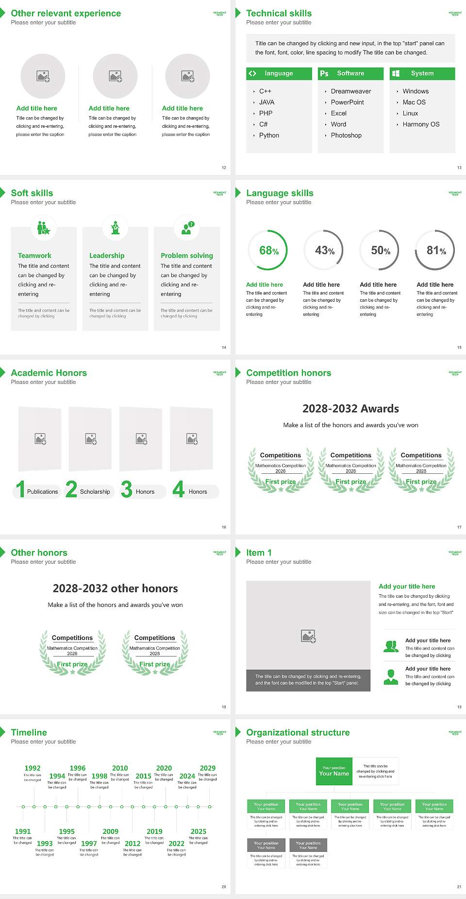 Vermont Technical College Resume PPT Template4:3 ratio PPT effect preview image3