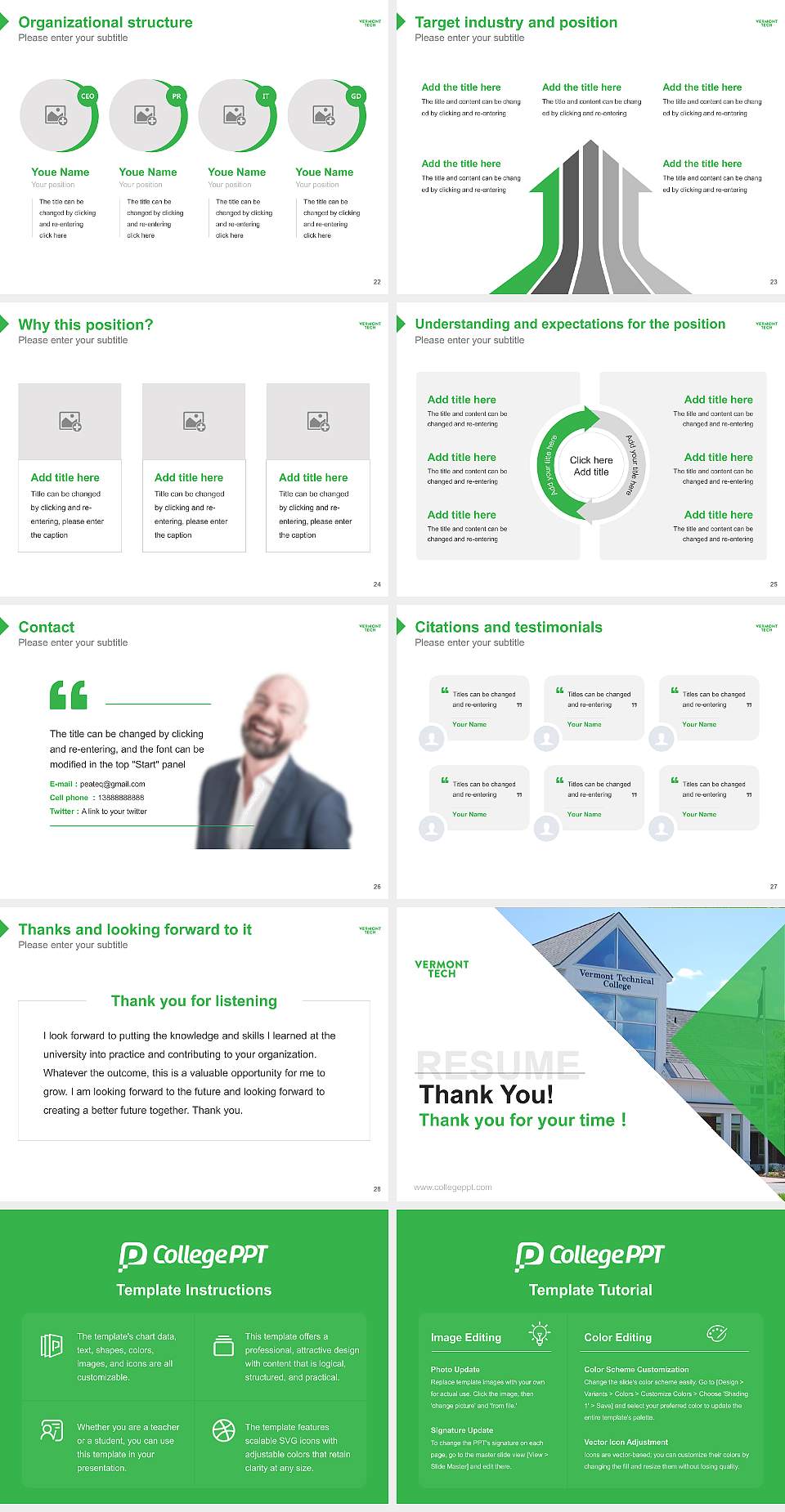 Vermont Technical College Resume PPT Template4:3 ratio PPT effect preview image4
