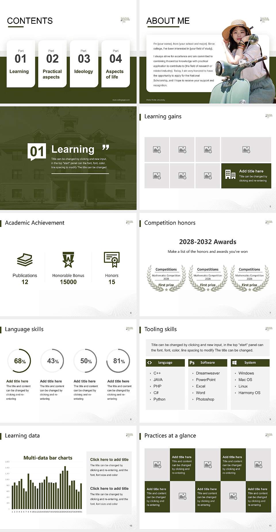 Walla Walla University National Scholarship Defense PPT Template4:3 ratio PPT effect preview image2