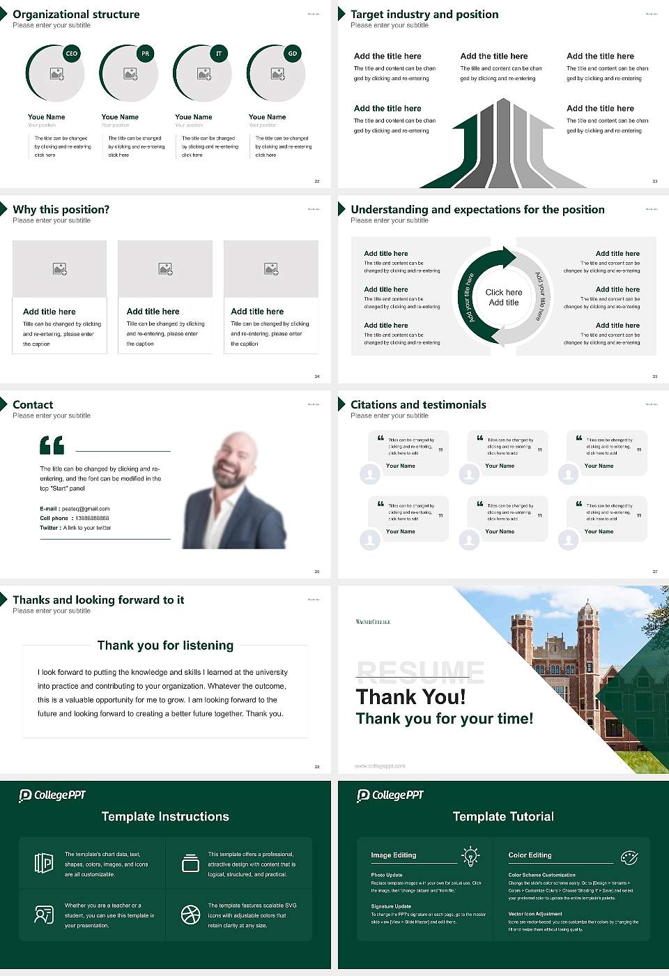 Wagner College Resume PPT Template16:9 ratio PPT effect preview image4