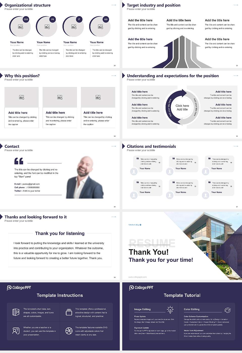Ursuline College Resume PPT Template16:9 ratio PPT effect preview image4