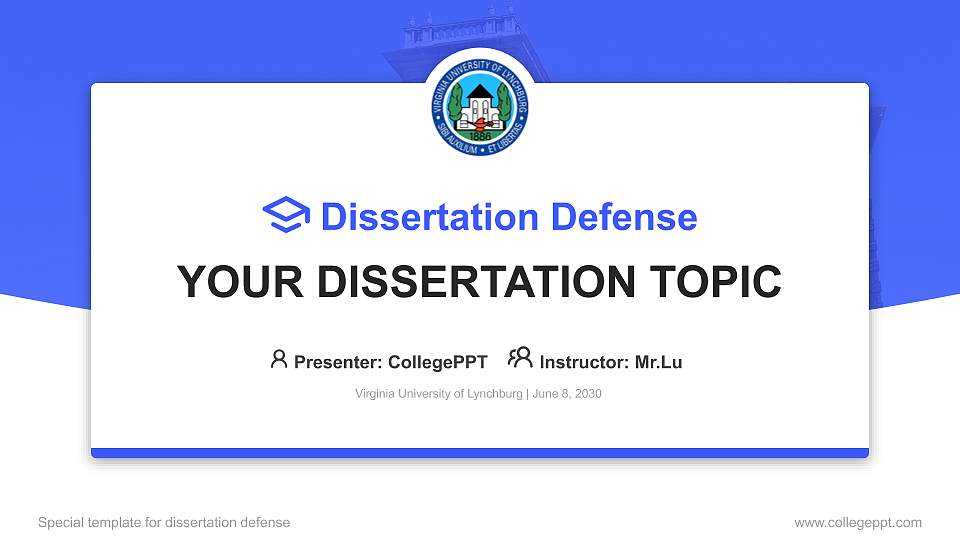 Virginia University of Lynchburg Graduation Thesis Defense PPT Template16:9 ratio PPT effect preview image1