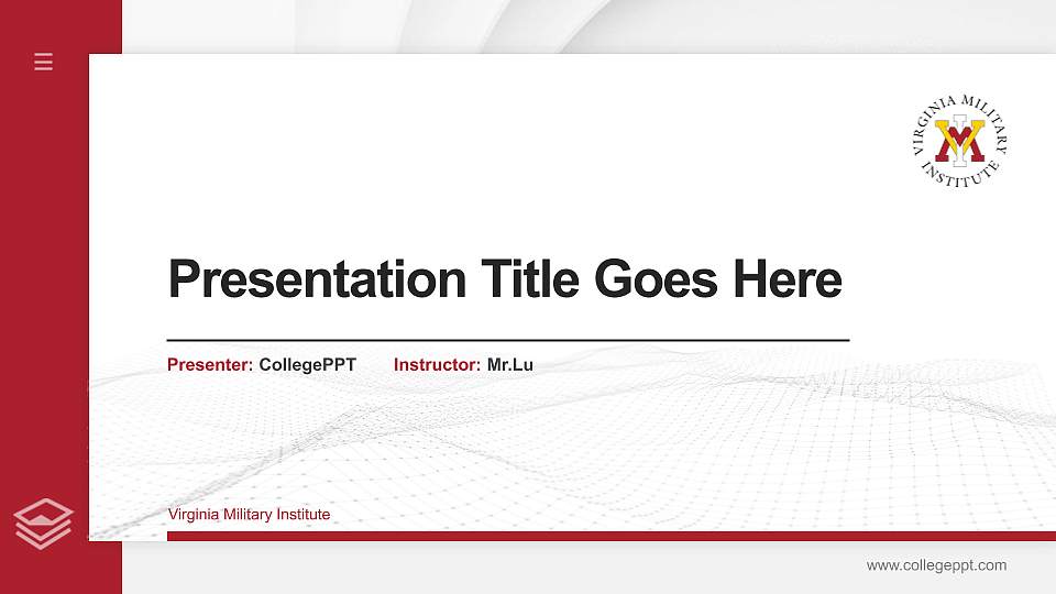 Virginia Military Institute Thesis Proposal/Graduation Defense PPT Template16:9 ratio PPT effect preview image