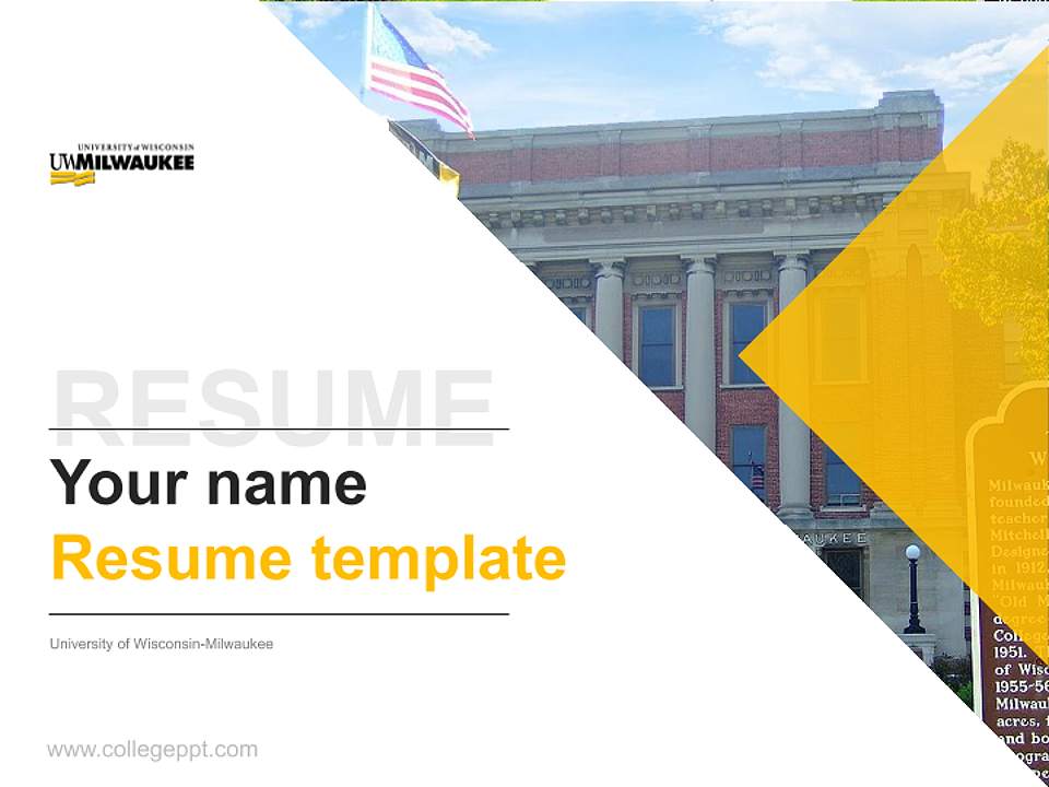University of Wisconsin-Milwaukee Resume PPT Template4:3 ratio PPT effect preview image5