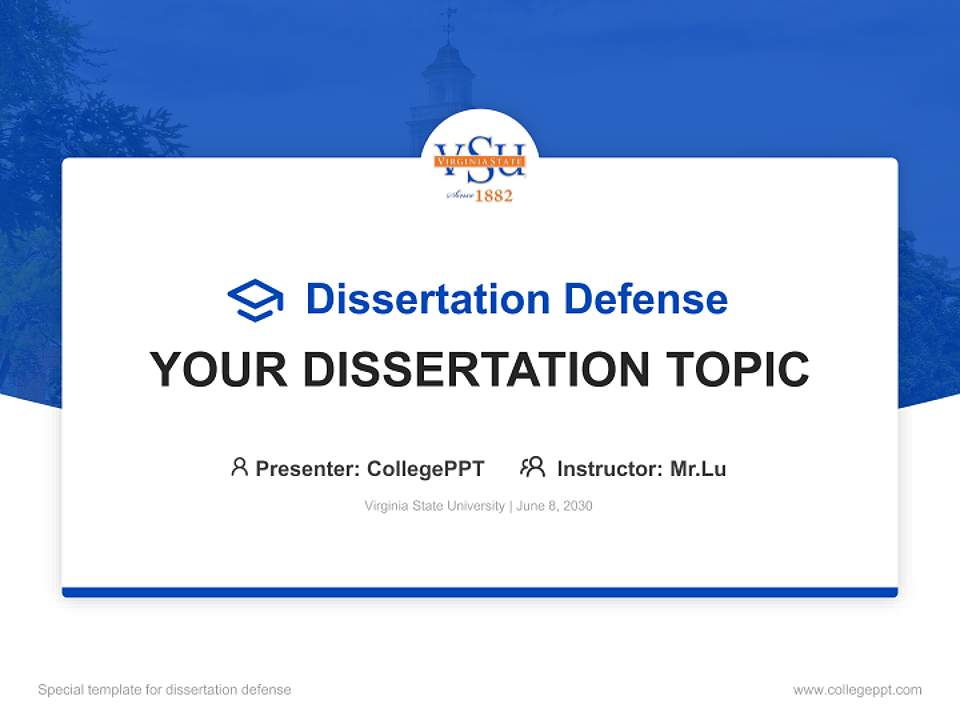 Virginia State University Graduation Thesis Defense PPT Template4:3 ratio PPT effect preview image7
