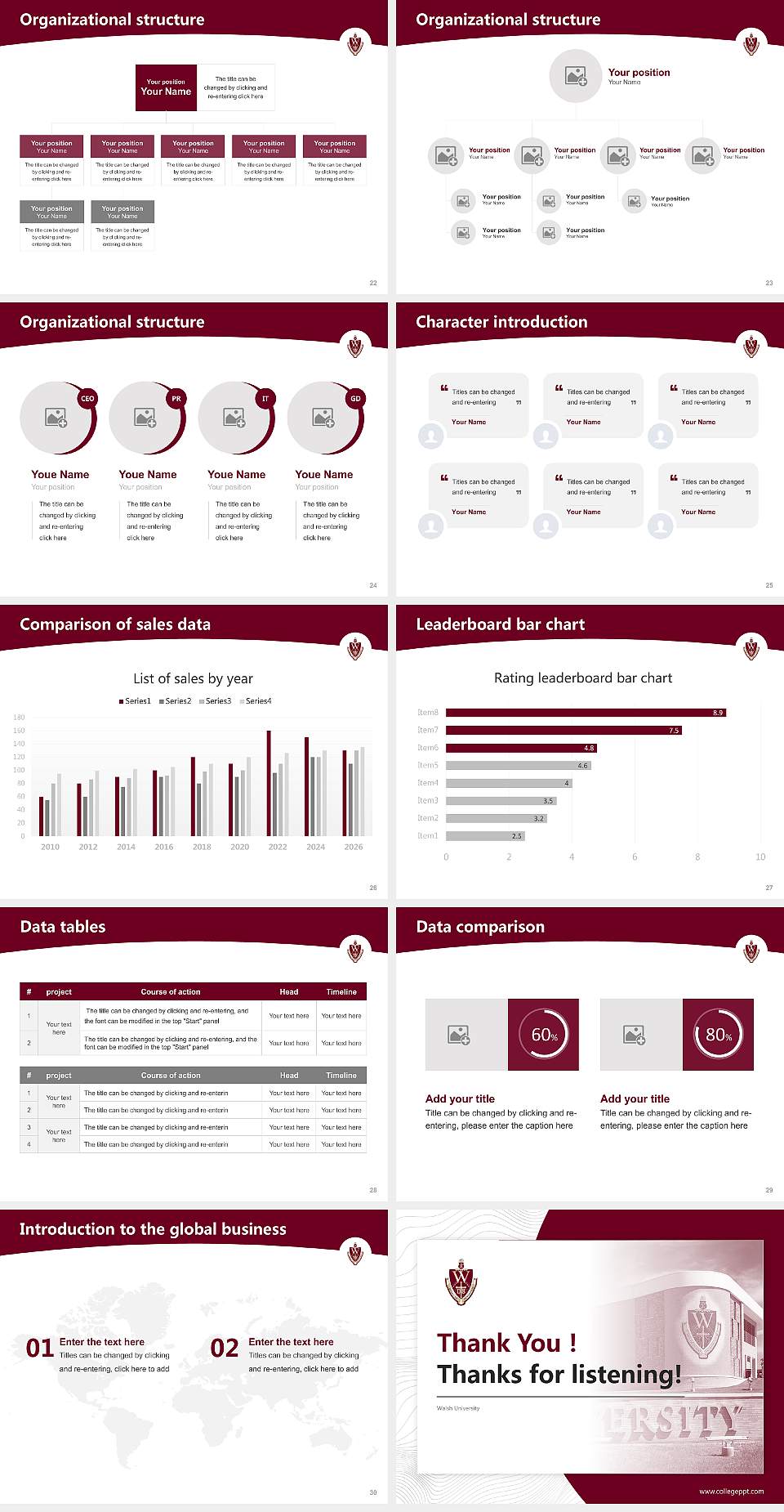 Walsh University Academic Presentation/Research Findings Report PPT Template4:3 ratio PPT effect preview image4