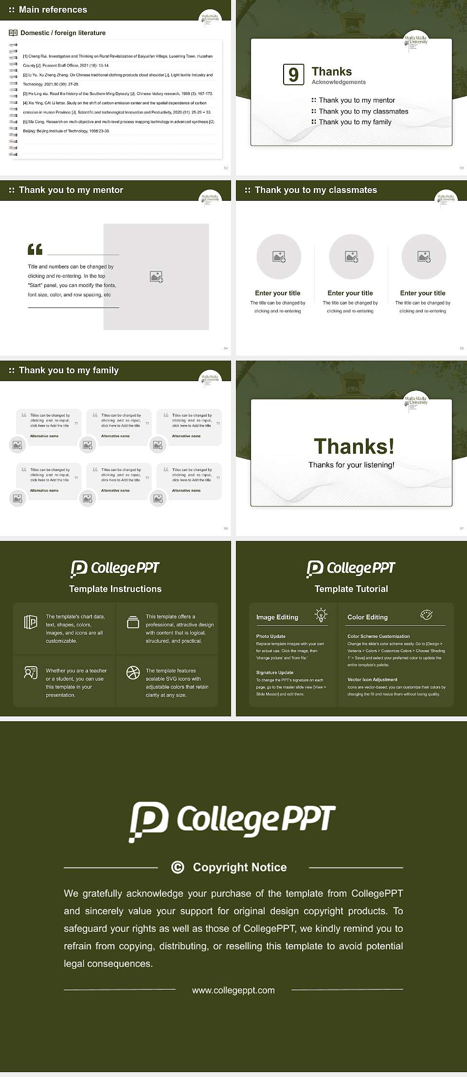 Walla Walla University Graduation Thesis Defense PPT Template4:3 ratio PPT effect preview image7