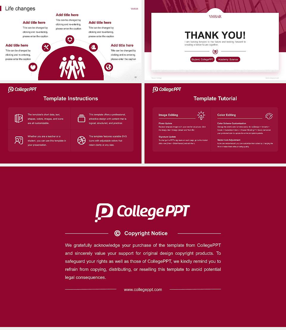 Vassar College National Scholarship Defense PPT Template16:9 ratio PPT effect preview image4