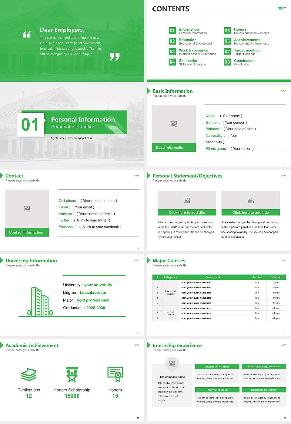 Vermont Technical College Resume PPT Template16:9 ratio PPT effect preview image2