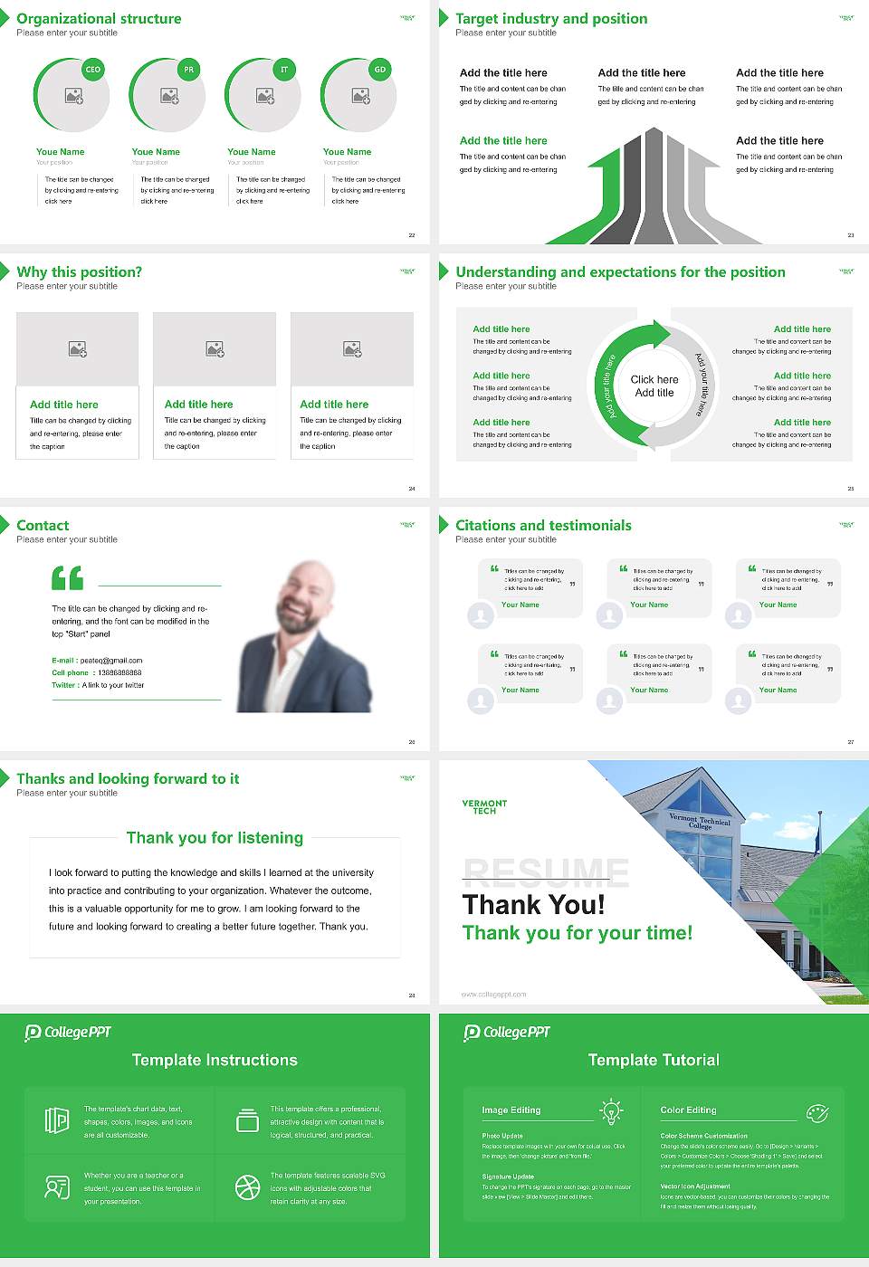 Vermont Technical College Resume PPT Template16:9 ratio PPT effect preview image4