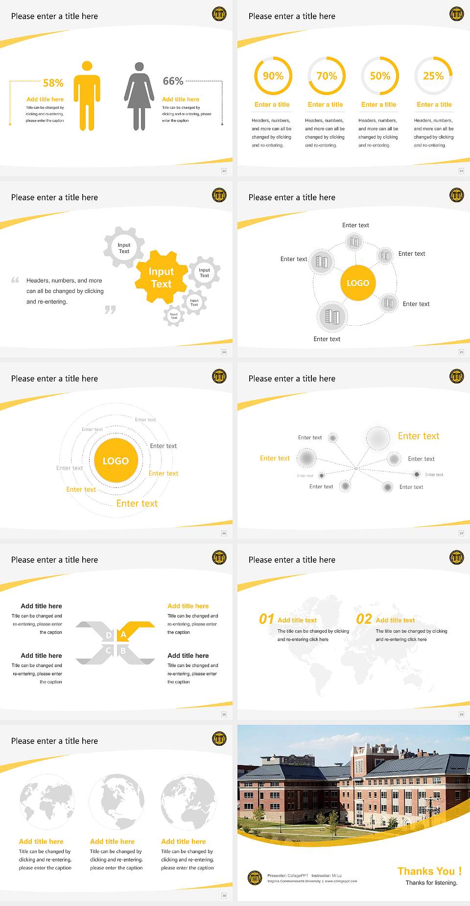 Virginia Commonwealth University Course/Courseware Creation PPT Template4:3 ratio PPT effect preview image4