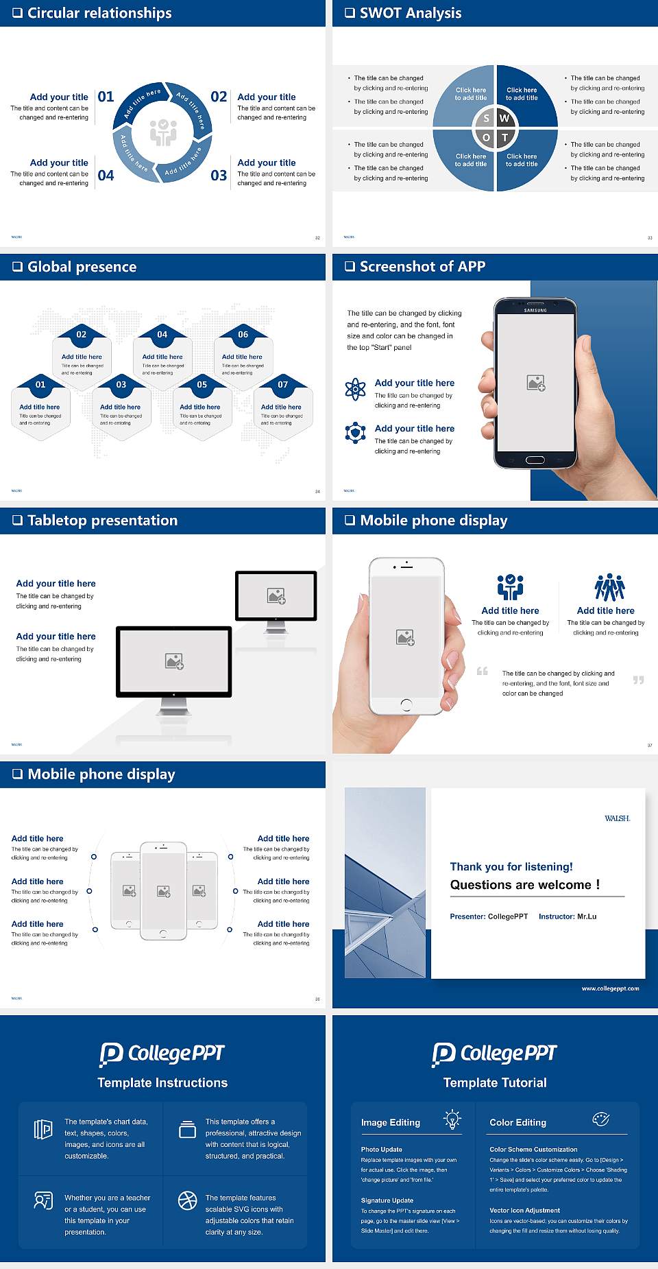 Walsh College General Purpose PPT Template4:3 ratio PPT effect preview image5