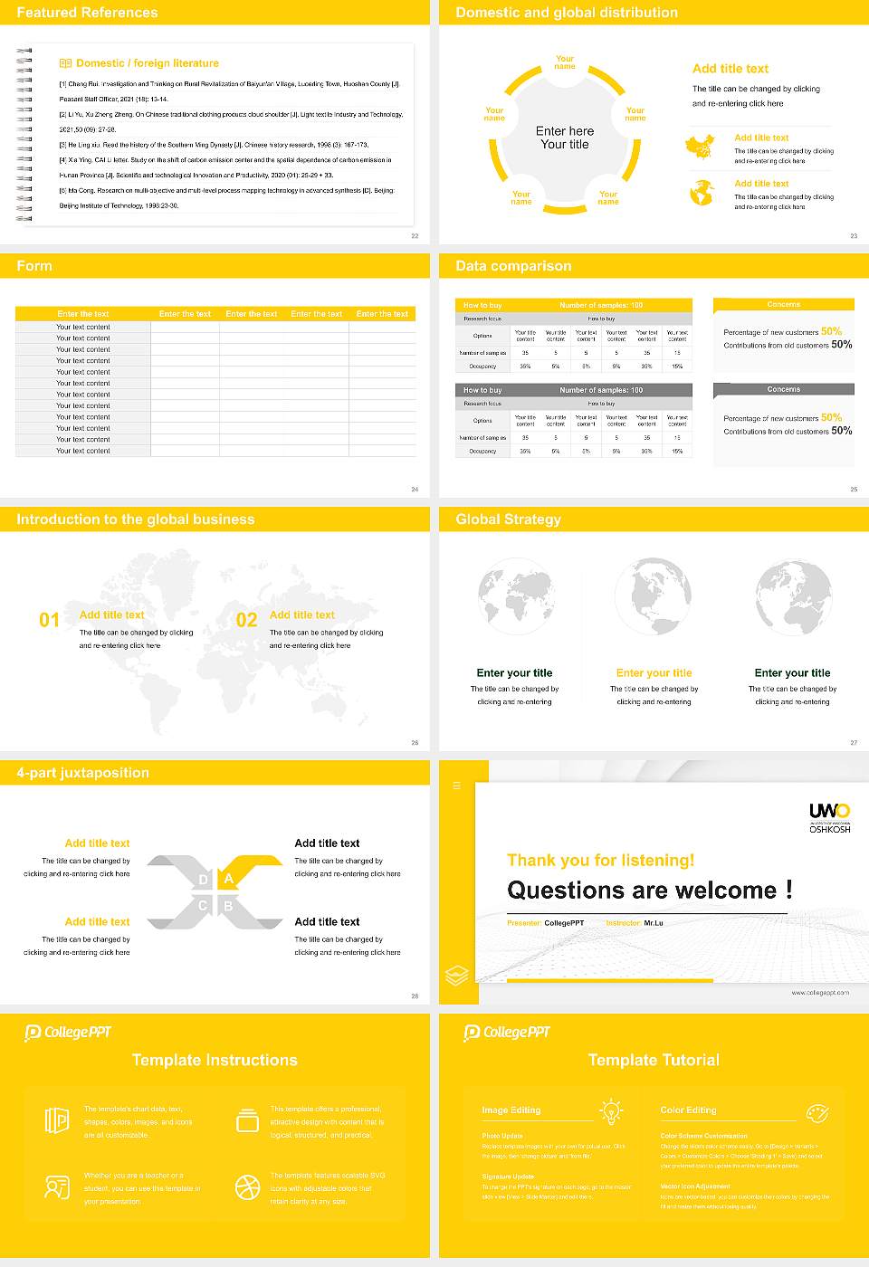 University of Wisconsin-Oshkosh Thesis Proposal/Graduation Defense PPT Template16:9 ratio PPT effect preview image4
