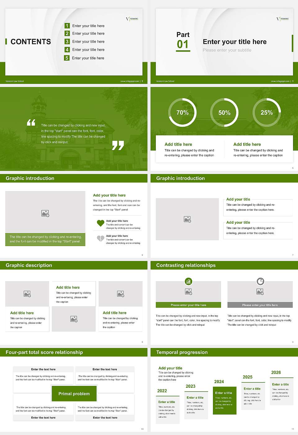 Vermont Law School Thesis Proposal/Graduation Defense PPT Template16:9 ratio PPT effect preview image2