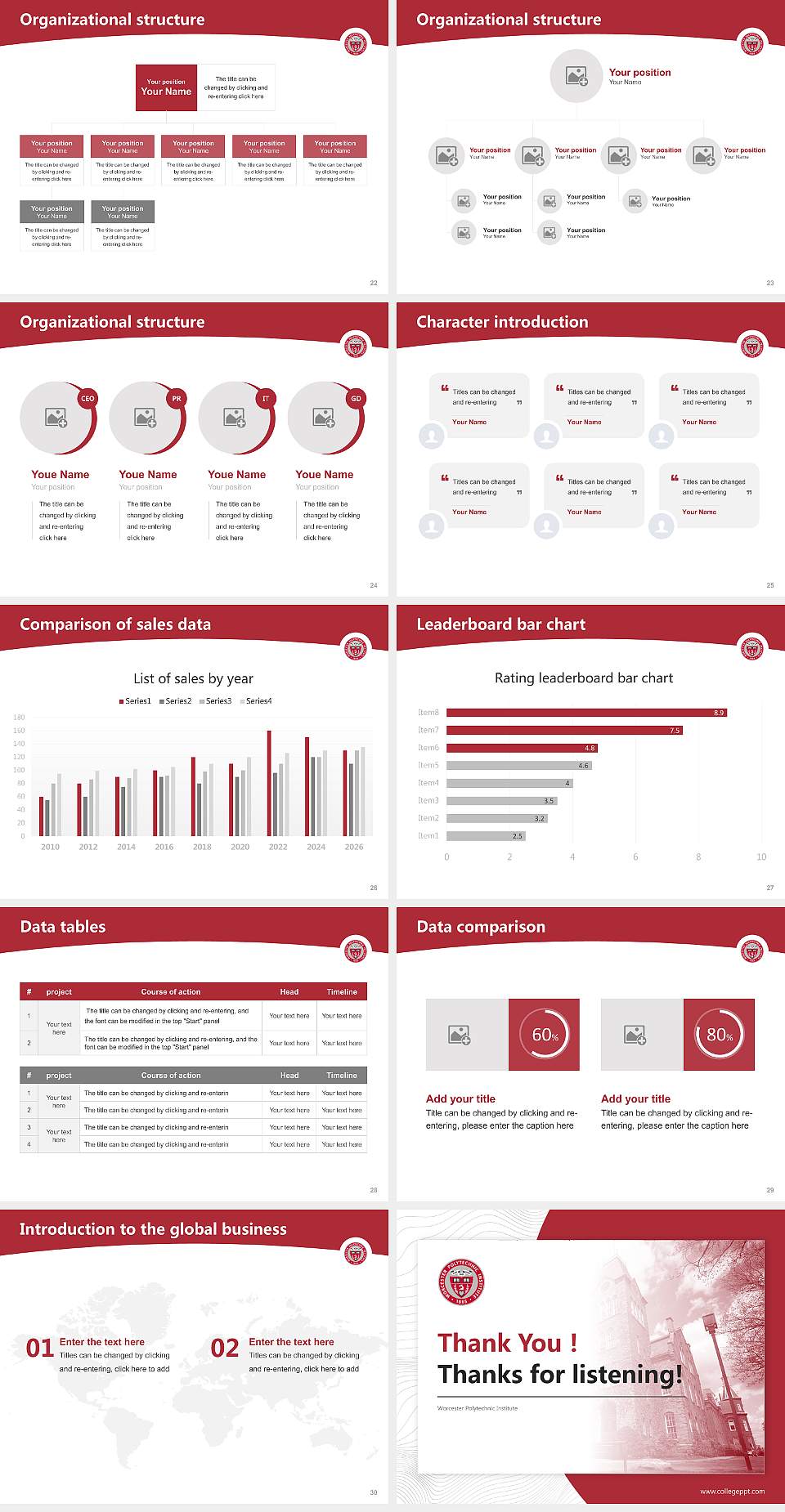 Worcester Polytechnic Institute Academic Presentation/Research Findings Report PPT Template4:3 ratio PPT effect preview image4