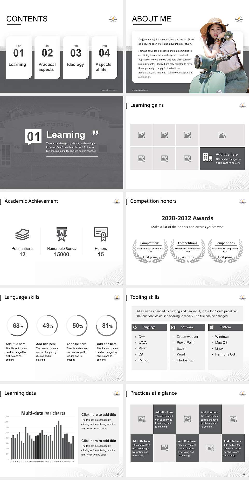 Yeshiva Bais Aharon National Scholarship Defense PPT Template4:3 ratio PPT effect preview image2