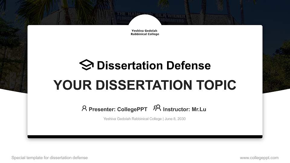 Yeshiva Gedolah Rabbinical College Graduation Thesis Defense PPT Template16:9 ratio PPT effect preview image