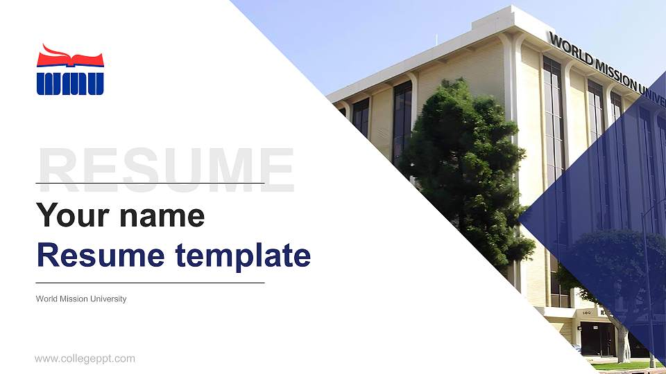 World Mission University Resume PPT Template16:9 ratio PPT effect preview image1